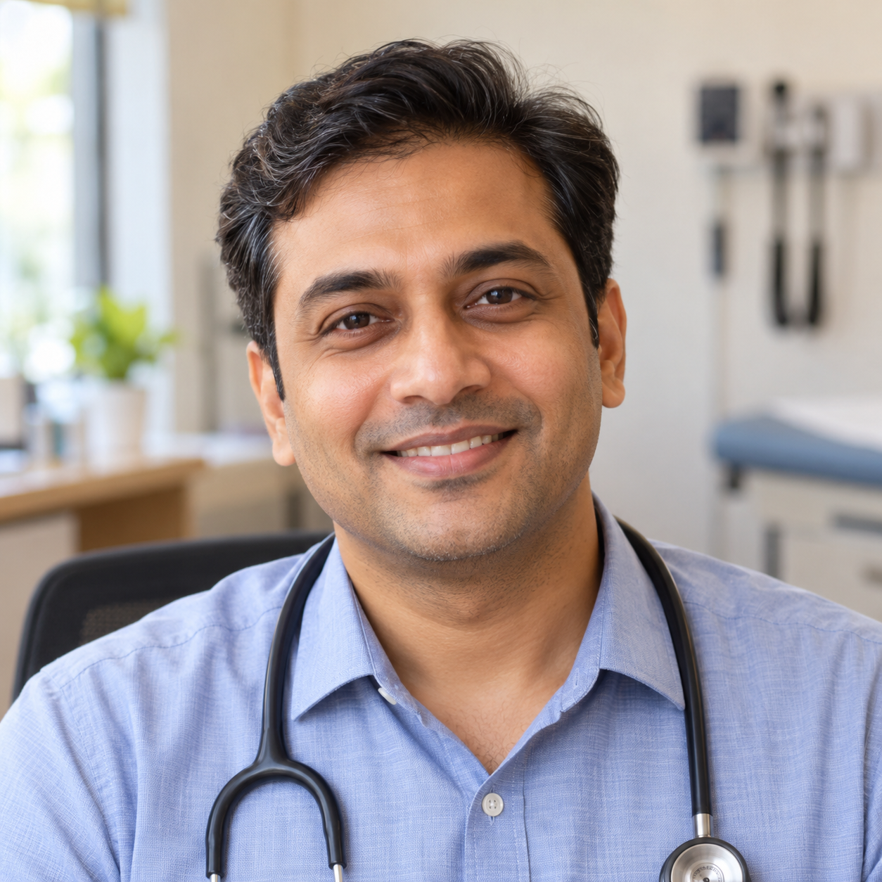 Illustrative portrait of an Indian male physician